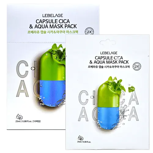 [LEBELAGE] Capsule Cica & Aqua 2X Mask Pack (10ea) MIXX BEAUTE